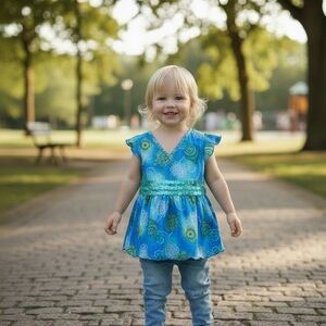 Pogo Club Blue Patterned Sequin Kids Top Size 4T NWT